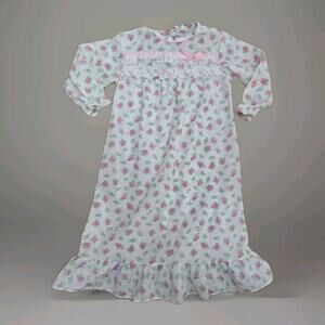 Vintage Candlesticks Girls Ruffle Flannel Nightgown‎ Pink Rose Lace Size 3T
